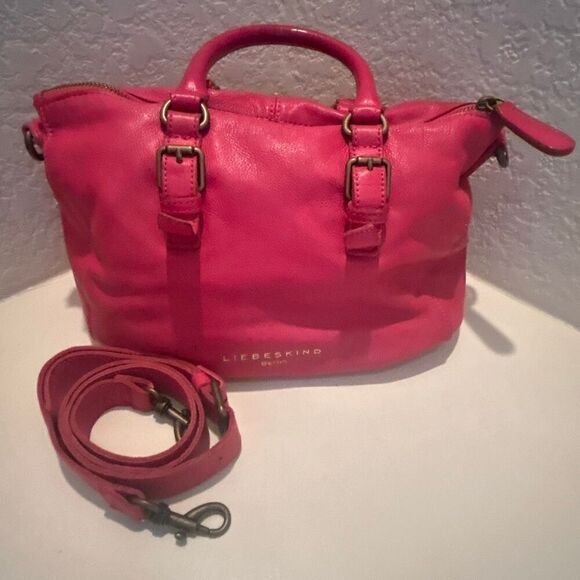 Liebeskind Handbags - Liebeskind Berlin Satchel Handbag Raspberry Red Leather Top Handle Two Way Purse
